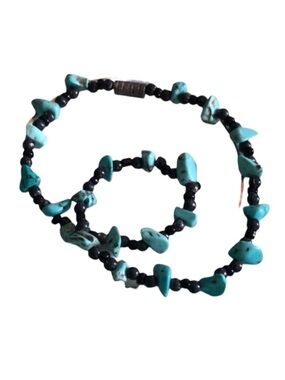 Vintage Turquoise & Black Onyx Ankle Bracelet